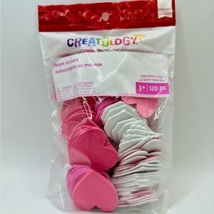 Creatology Pink and White Foam Heart Stickers, 120 pc for Valentines, Kids Craft